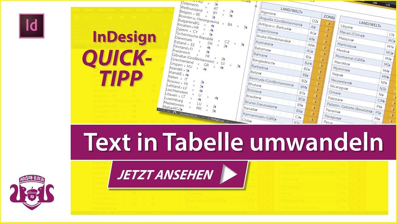 Text in Tabelle umwandeln – InDesign QUICK-TIPP