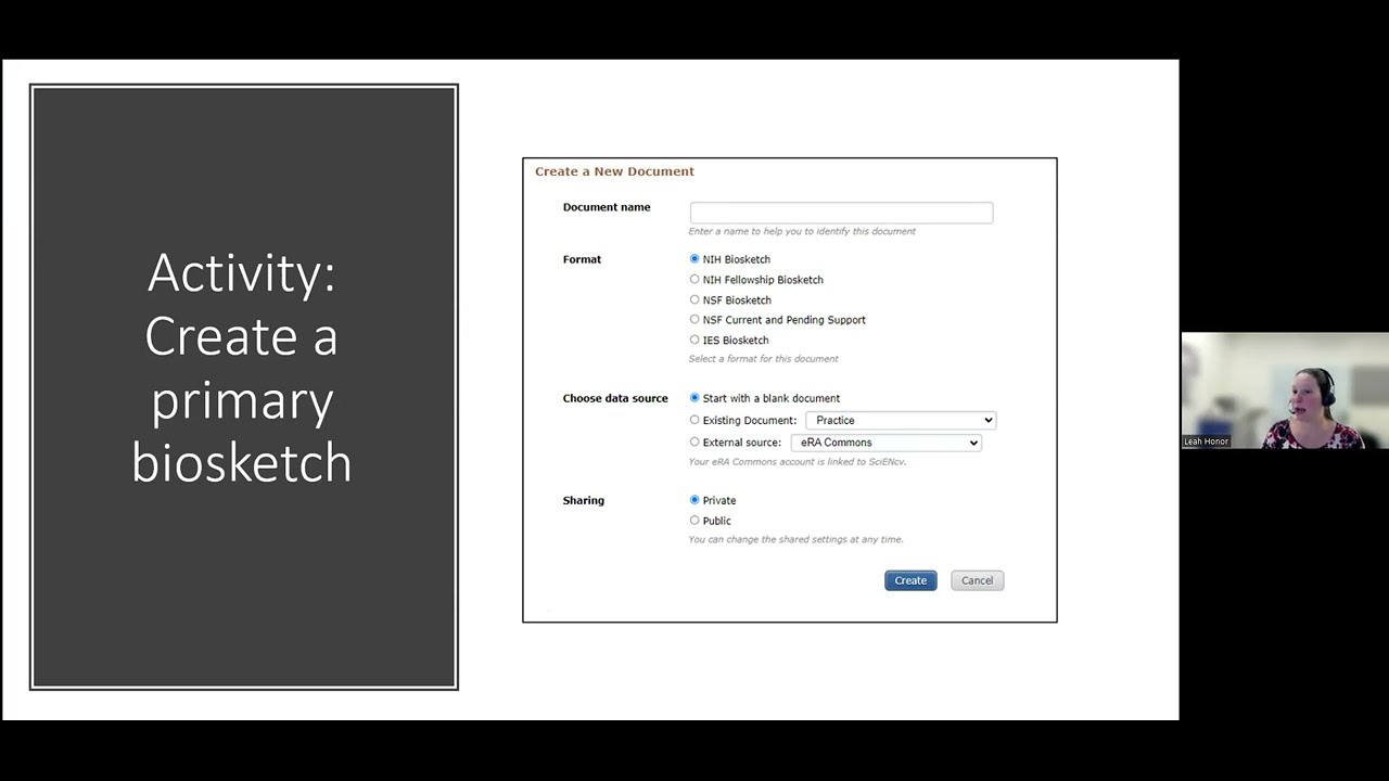 Perfecting your NIH biosketch: A SciENcv workshop