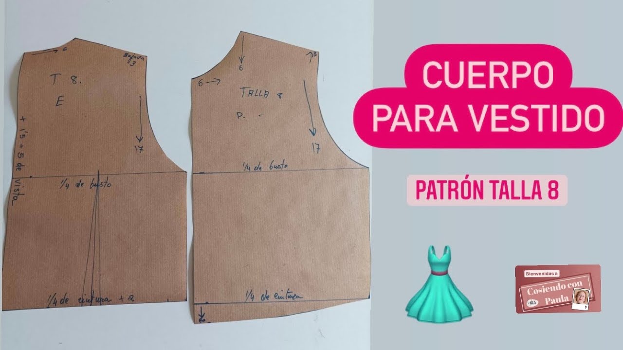 🔴💗 Patrón cuerpo vestido 👗 (niña talla 8)