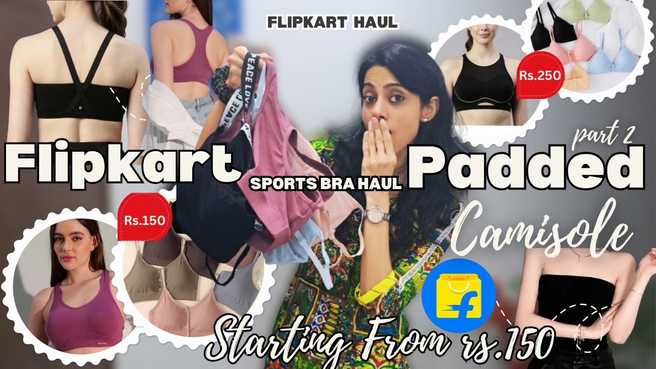 Starting From Rs.150 Flipkart Sports Bra Haul pt.2 Gym wear Daily Wear Padded Camisole #flipkarthaul