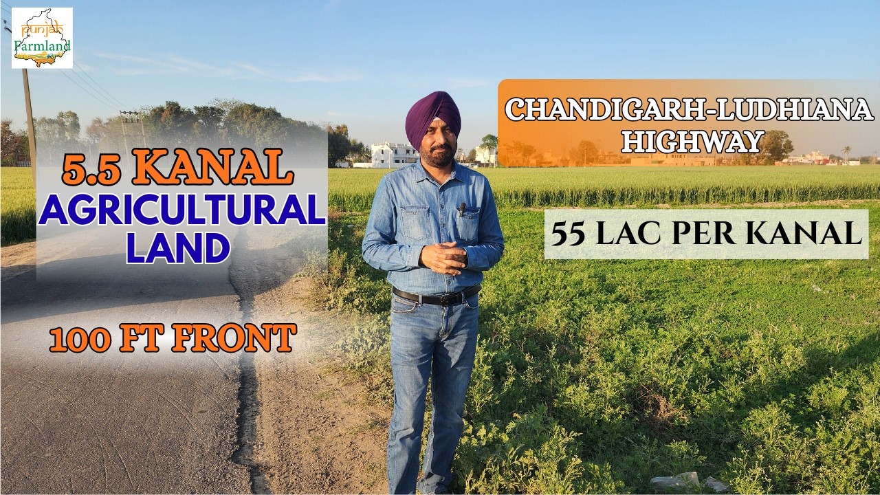 5.5 Kanal Agricultural Land | 100 Ft Front | Chandigarh–Ludhiana Highway | Farmhouse Potential