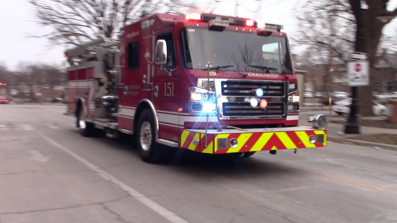Champaign FD Car 120, Engine 151, Ladder 165, and Squad 171 Responding 01/16/22