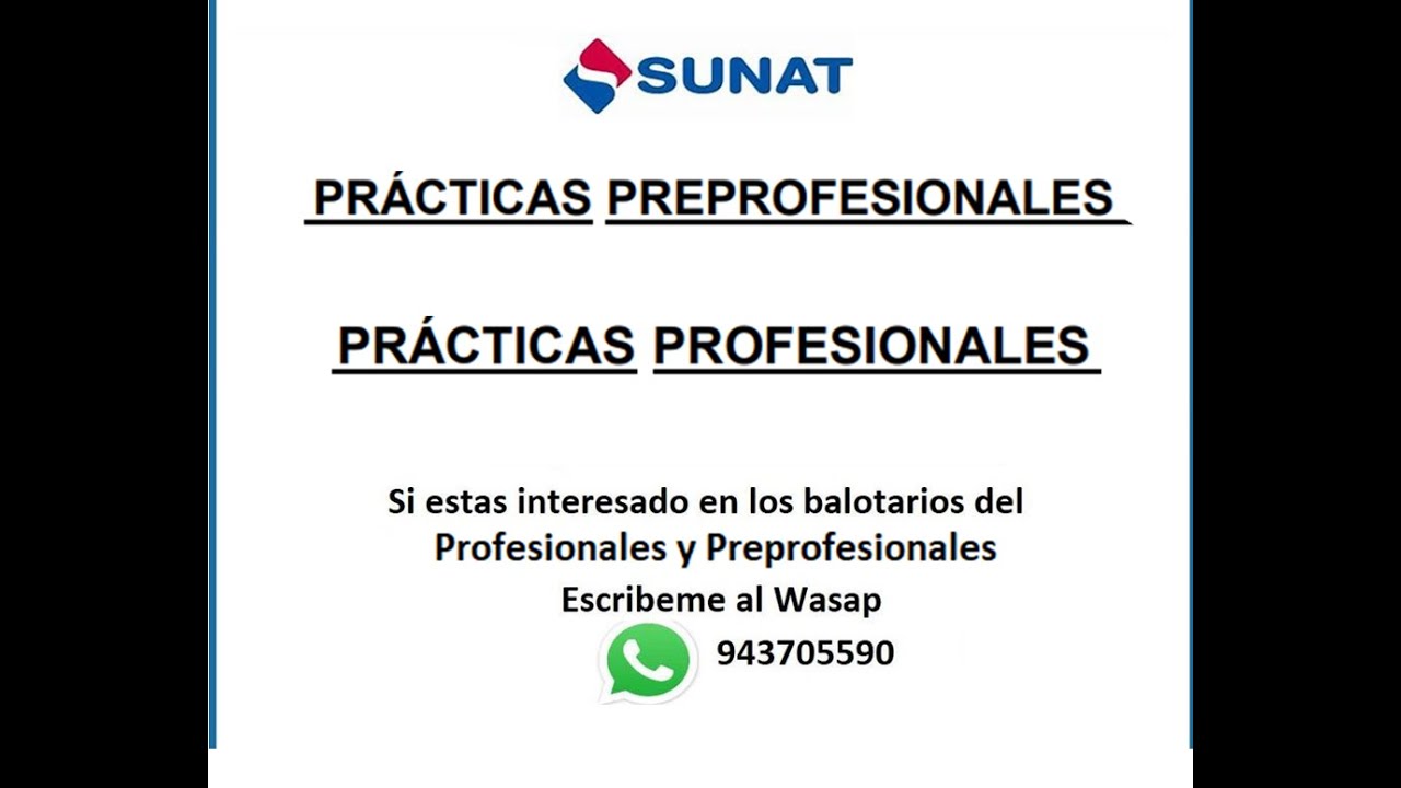BALOTARIOS PRACTICAS PROFESIONALES Y PREPROFESIONALES SUNAT 2026 EVALUACIONES