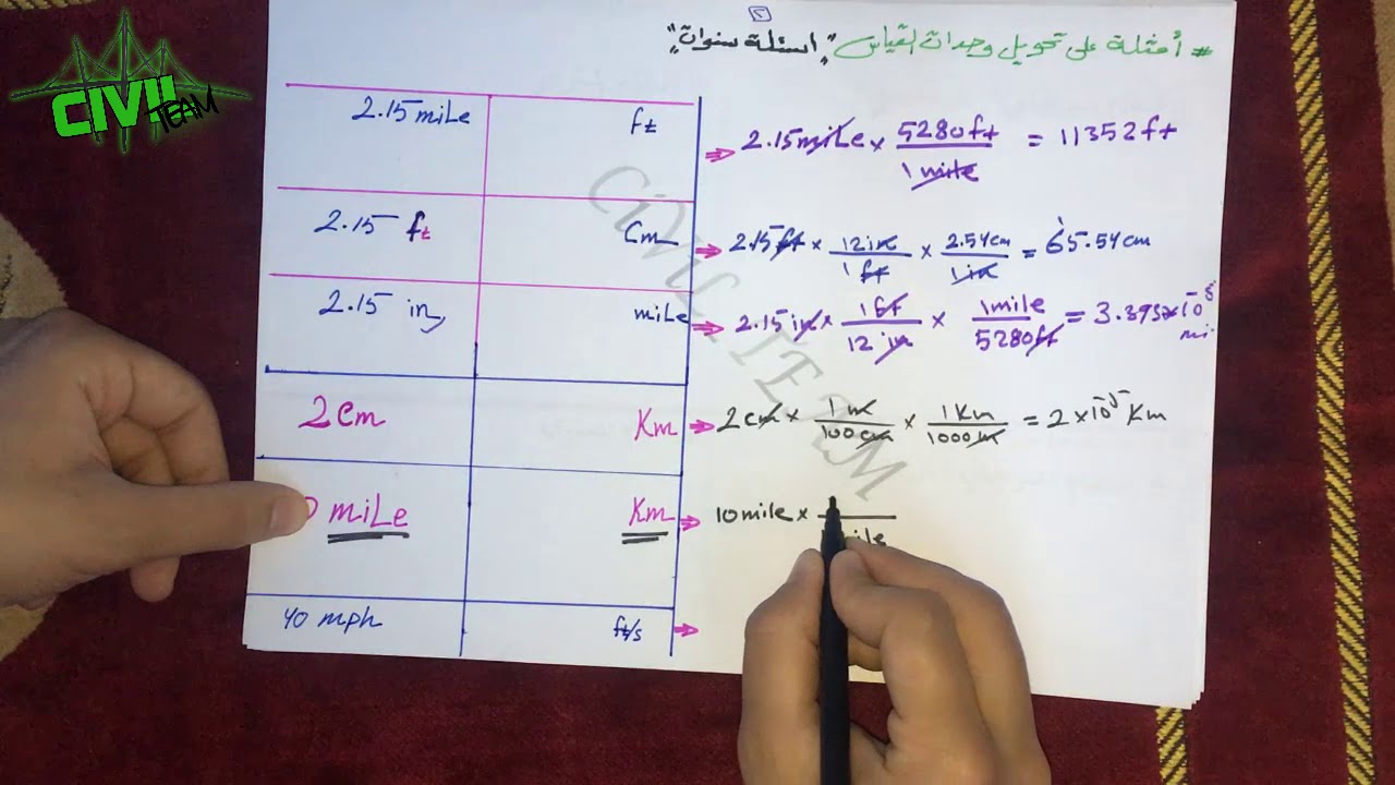 شرح موضوع أنظمة القياس وتحويل الوحدات - مادة المساحة || Surveying