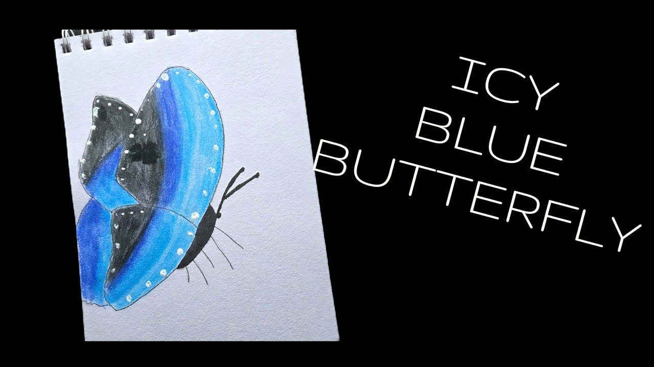 A hand-Drawn Icy Blue Butterfly