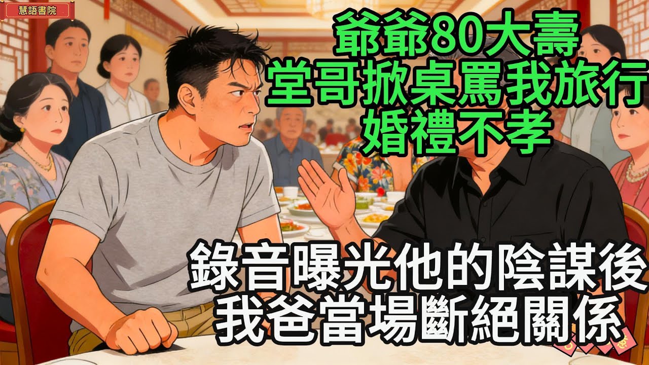 爺爺80大壽，堂哥掀桌罵我旅行婚禮不孝，錄音曝光他的陰謀後.................！🌹#情感故事 #為人處世 #生活經驗 #情感 #婚姻  #故事