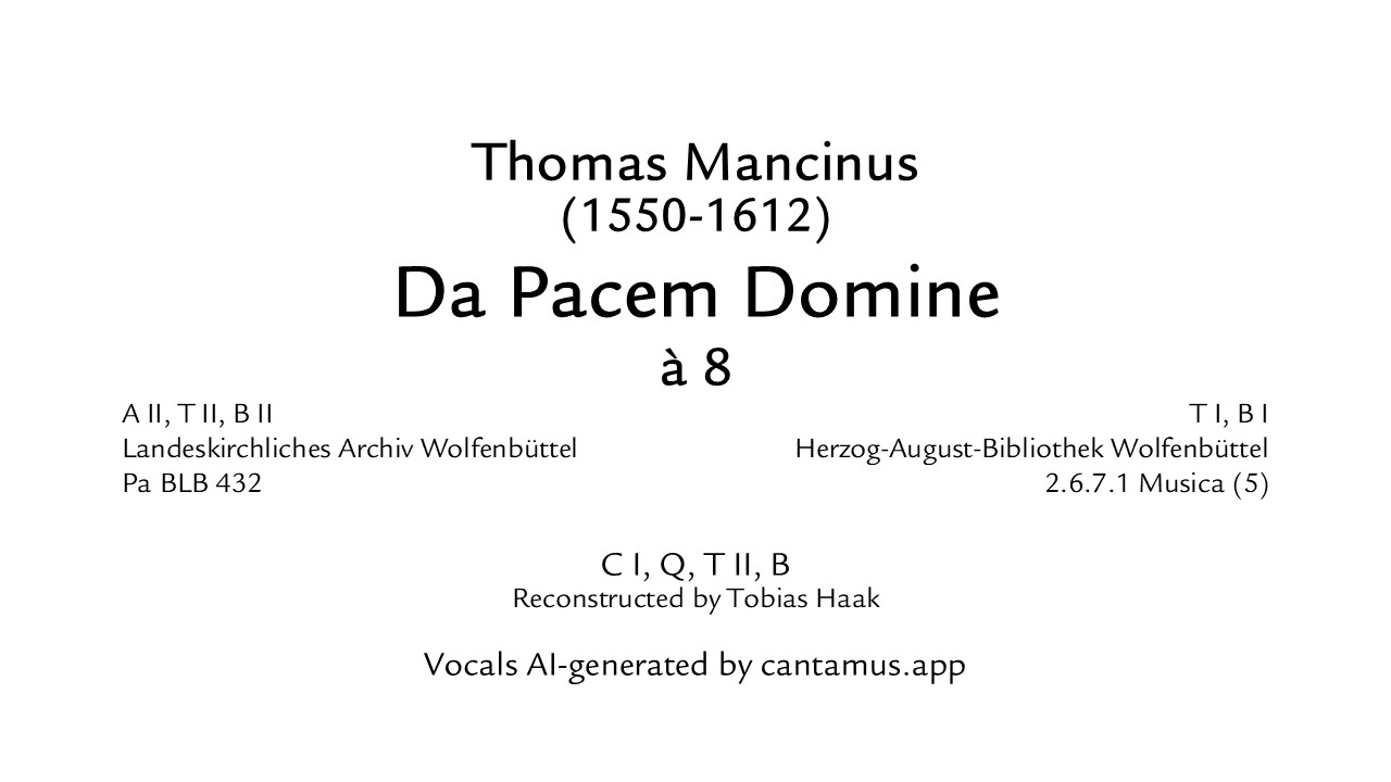 MANCINUS, Thomas - Da Pacem Domine à 8