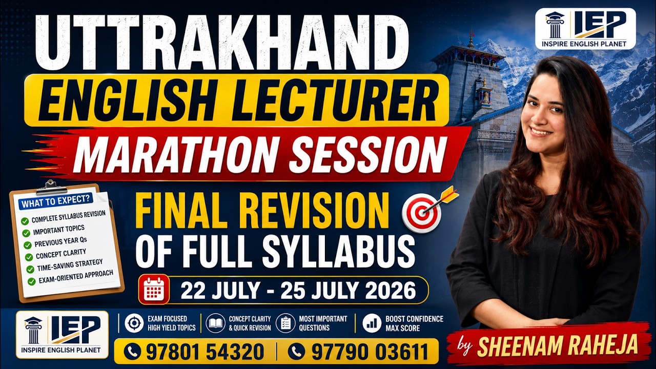 5th day of Uttarakhand English Lecturer Marathon | Final Revision | 22-25 July #UKPSC#Marathon