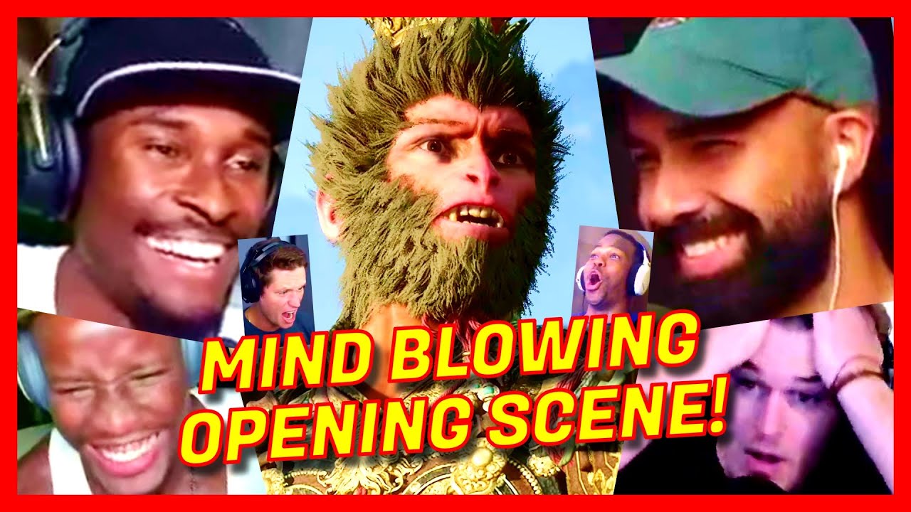 GAMERS at OPENING SCENE OF BLACK MYTH WUKONG REACTION FIRST BOSS FIGHT ERLANG SACRED DIVINITY MASHUP