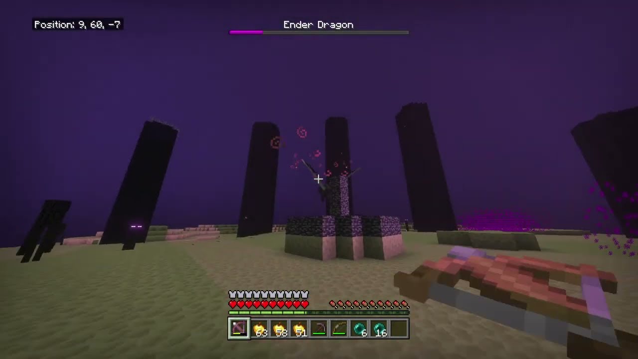 Fighting the Ender Dragon with only a crossbow.