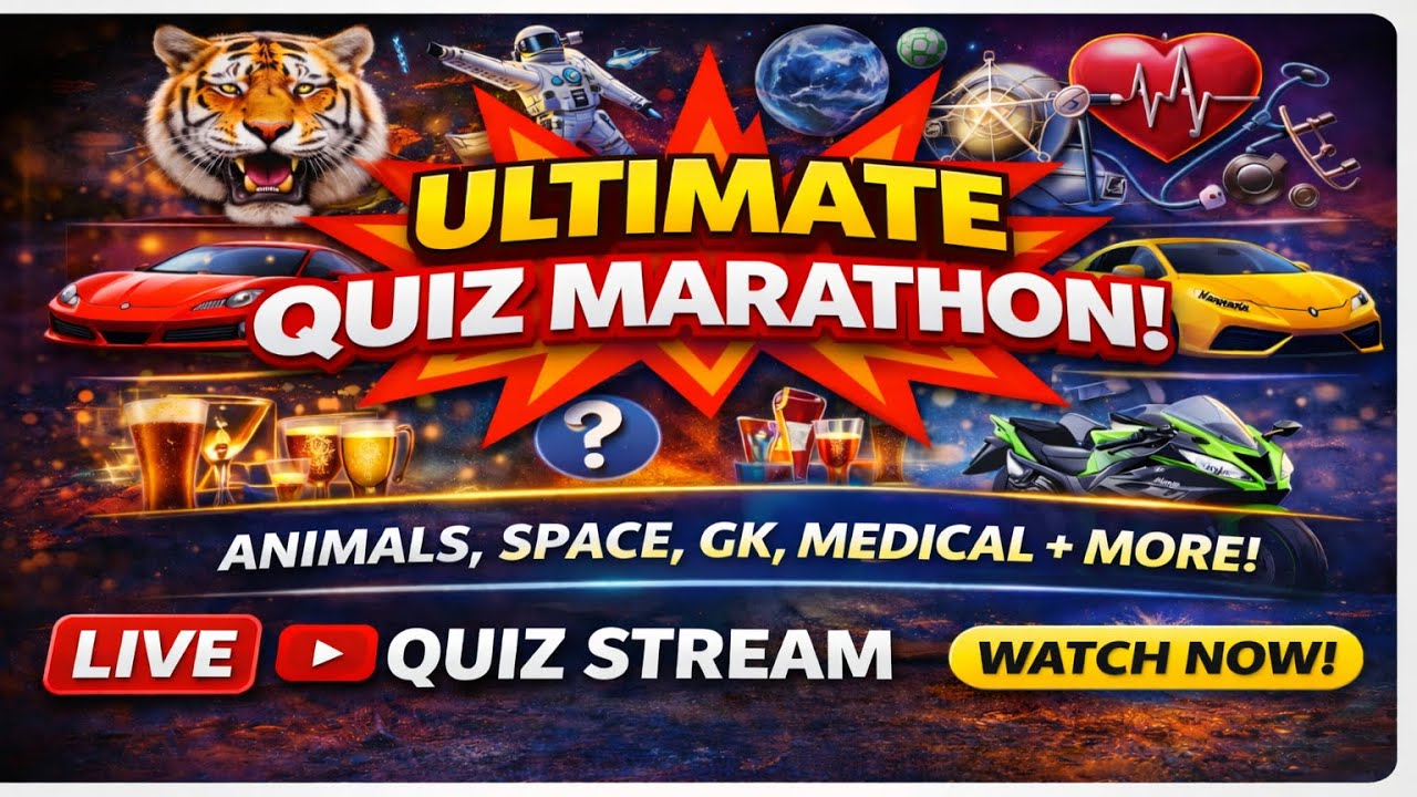 LIVE Quiz Challenge | Animals • Space • GK • Cars • Bikes • More | Can You Score 30/35? #livequiz