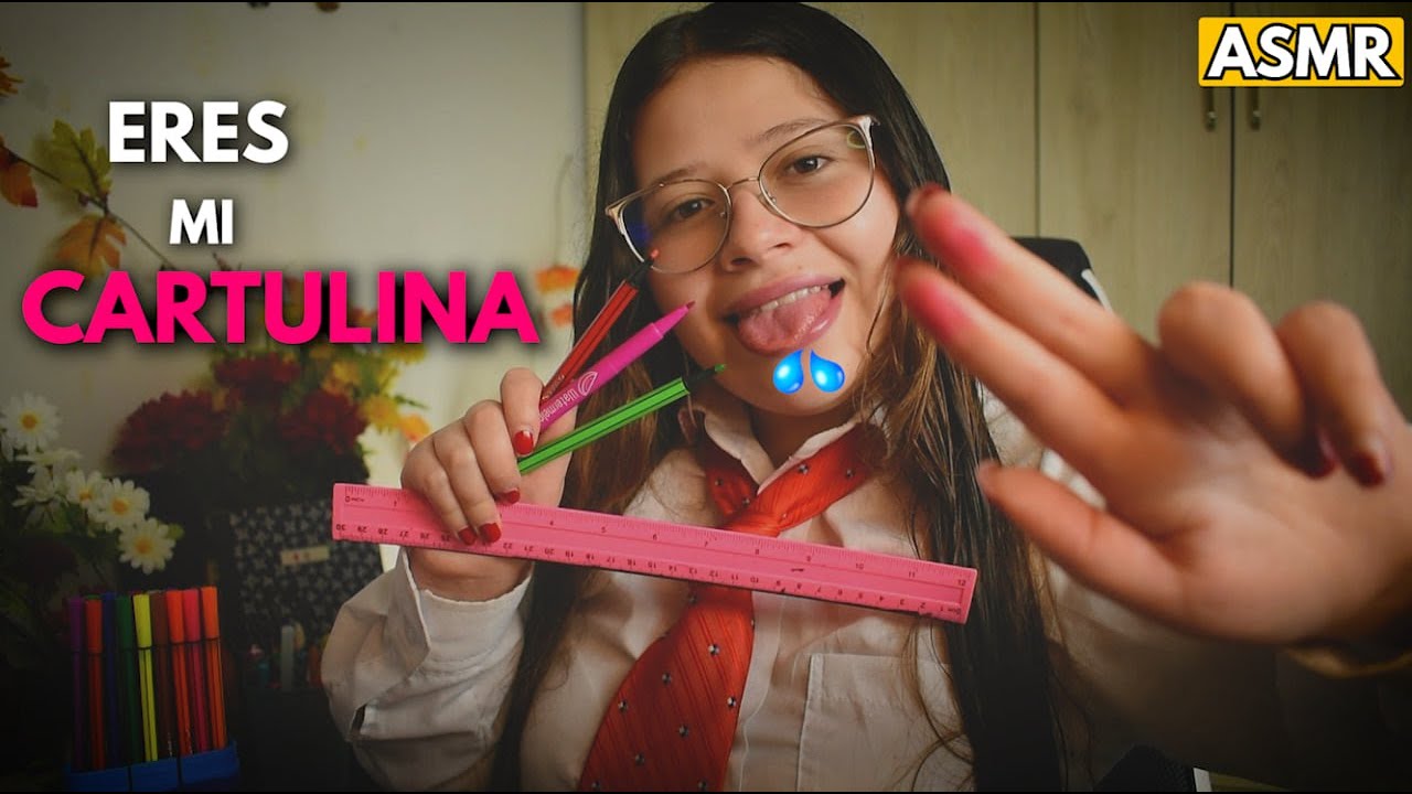 Asmr 🖍️llego tarde a CLASE - POV: ERES MI CARTULINA 💌 //ASMR M0UTH SOUNDS y SP1T PAINTING 👅💦
