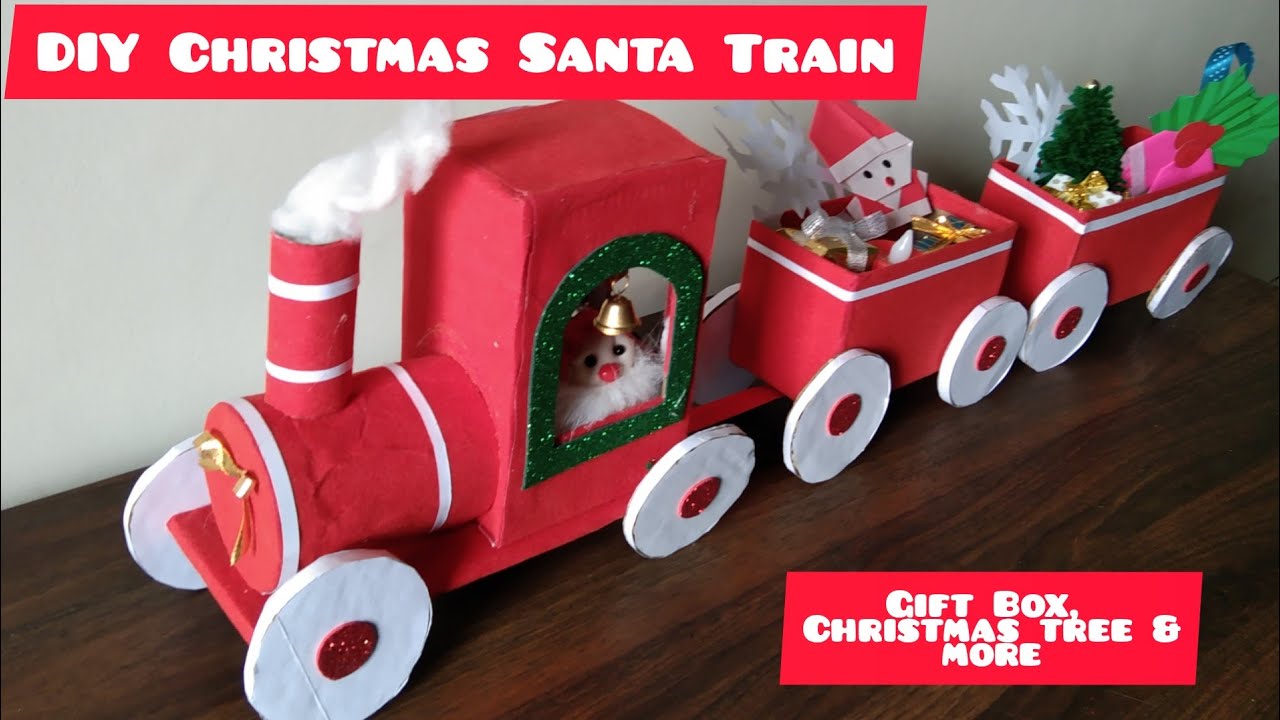 DIY Train for christmas decoration #diy #christmas #santa #train #decoration #cardboard #box