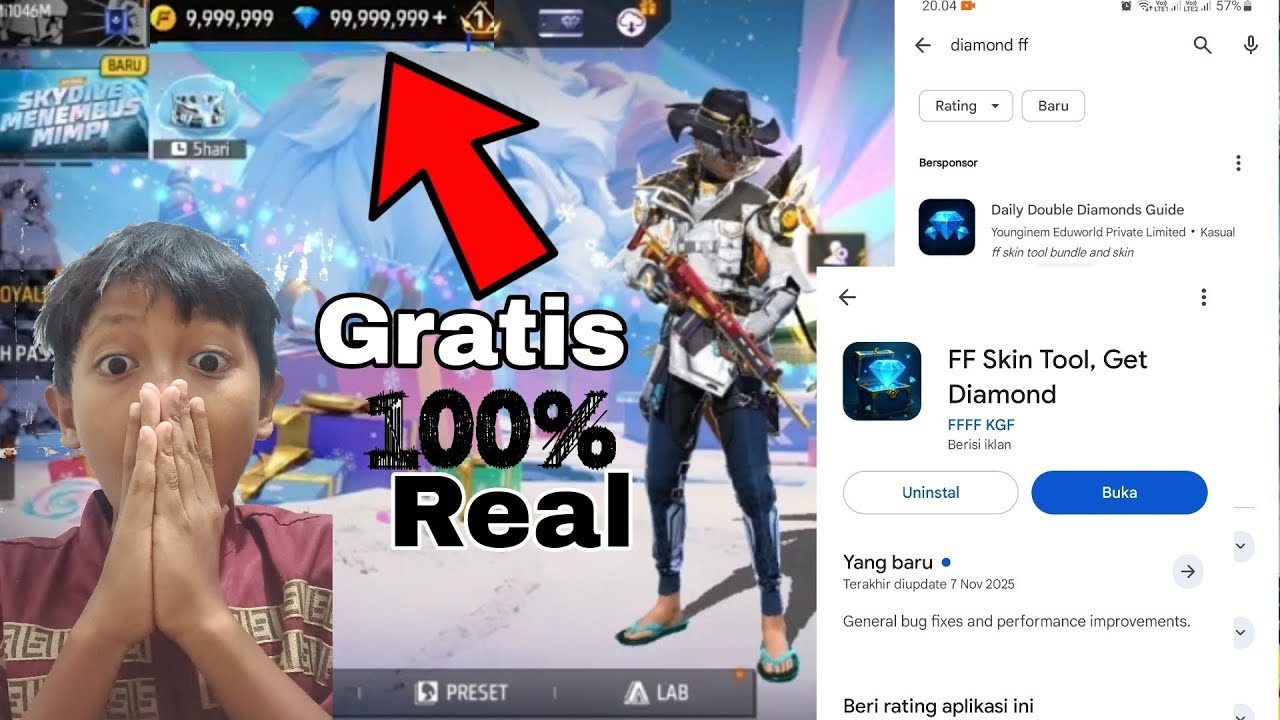 Cara terbaru mendapatkan diamond free fire gratis 100 persen real 