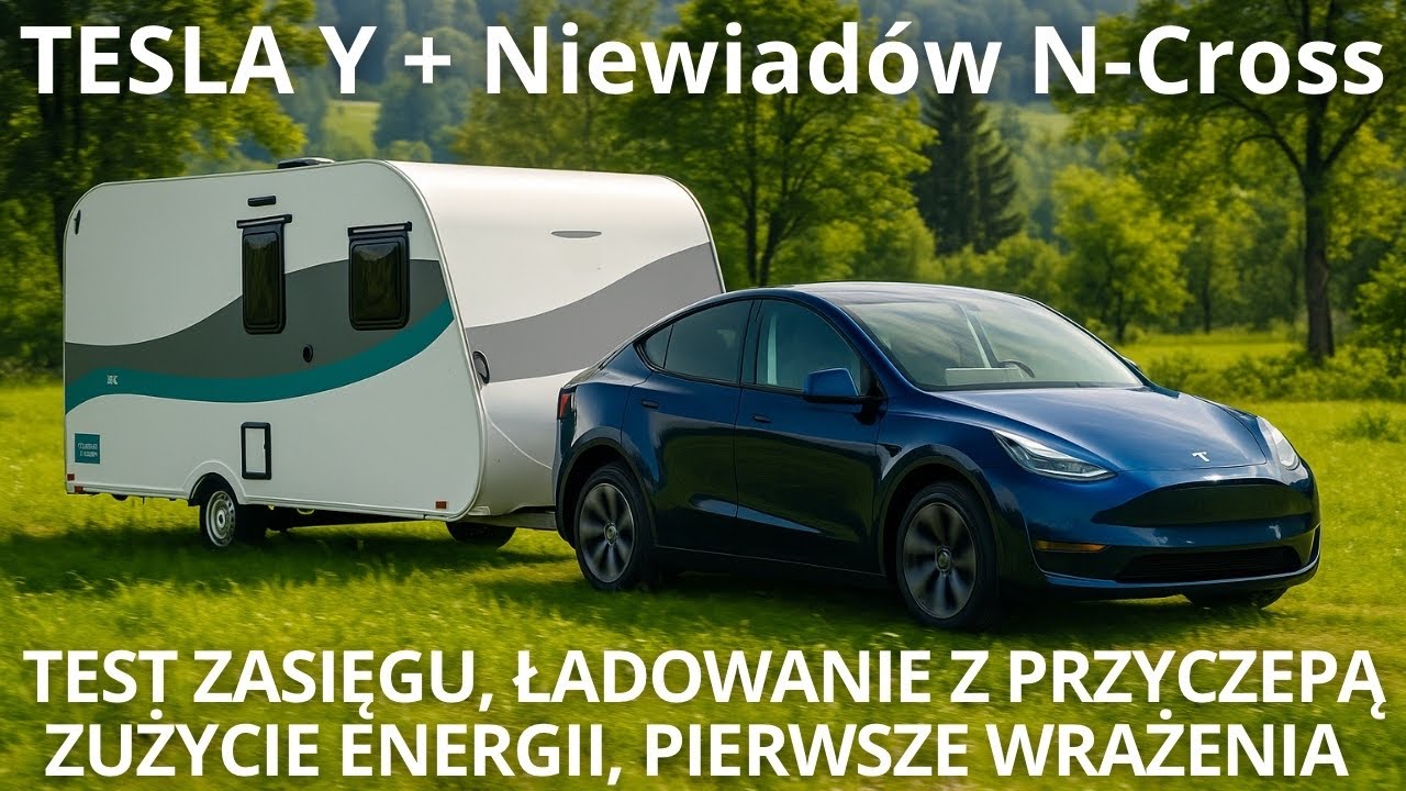 Tesla z przyczepą Niewiadów N-CROSS (DMC 950kg) - TEST ZASIĘGU