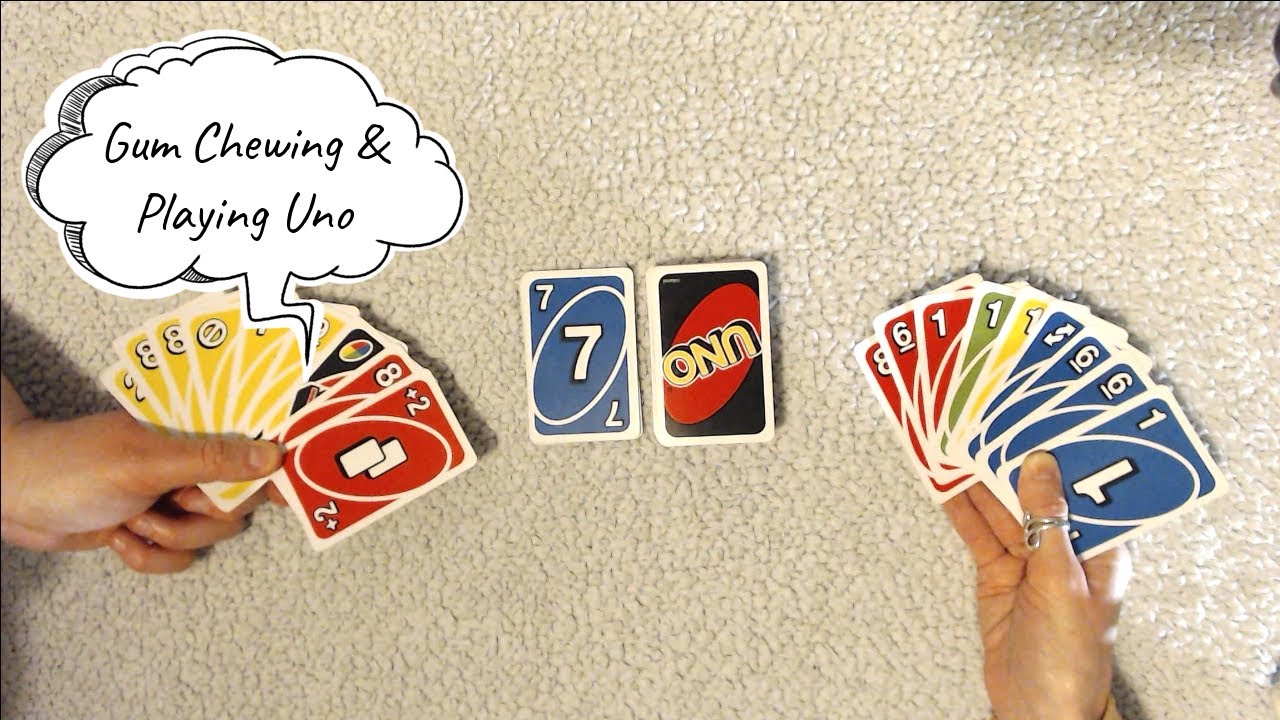 ASMR Gum Chewing and Playing Uno with my Girlfriend | Whispering