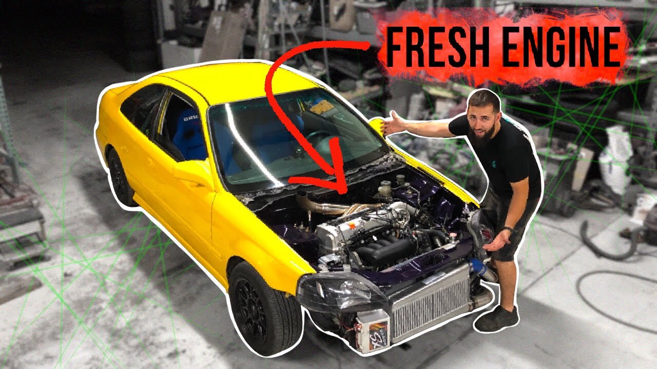 Pt.10| LAMBO KILLER BUILD | 600HP AWD TURBO HONDA CIVIC | SWAPPING IN A FRESH ENGINE!