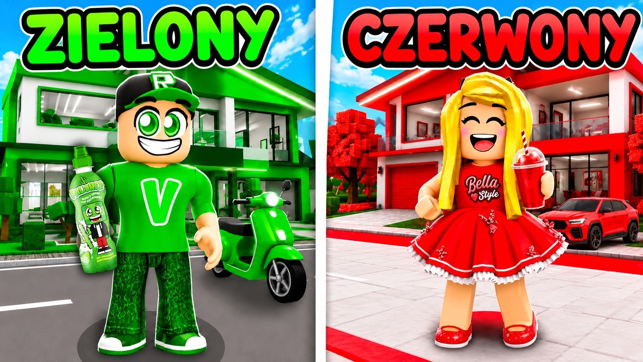 TYLKO KOLOR ZIELONY vs CZERWONY w Roblox Brookhaven...