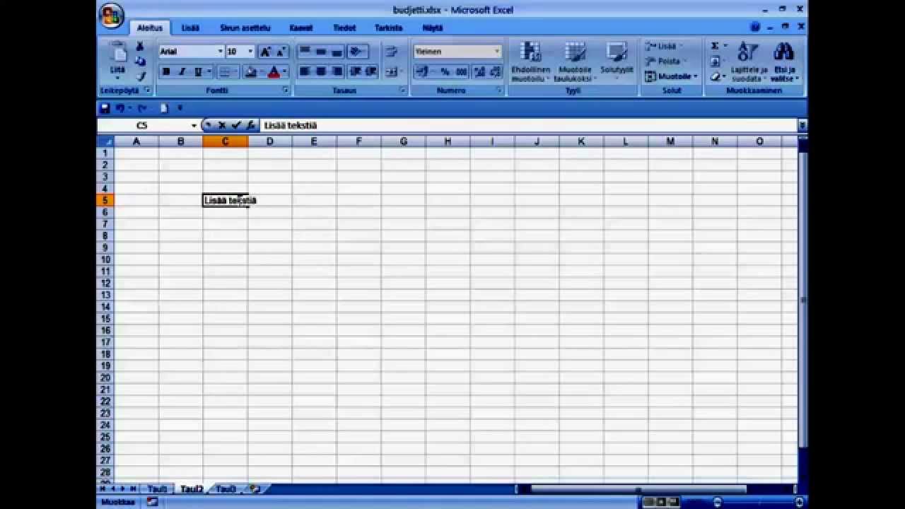 Excel 2007 3 Perustoiminnot