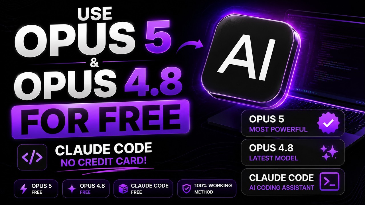 🚨 Claude Code FREE & UNLIMITED &mdash; Use Opus 5 + Opus 4.8 (No Credit Card Required)