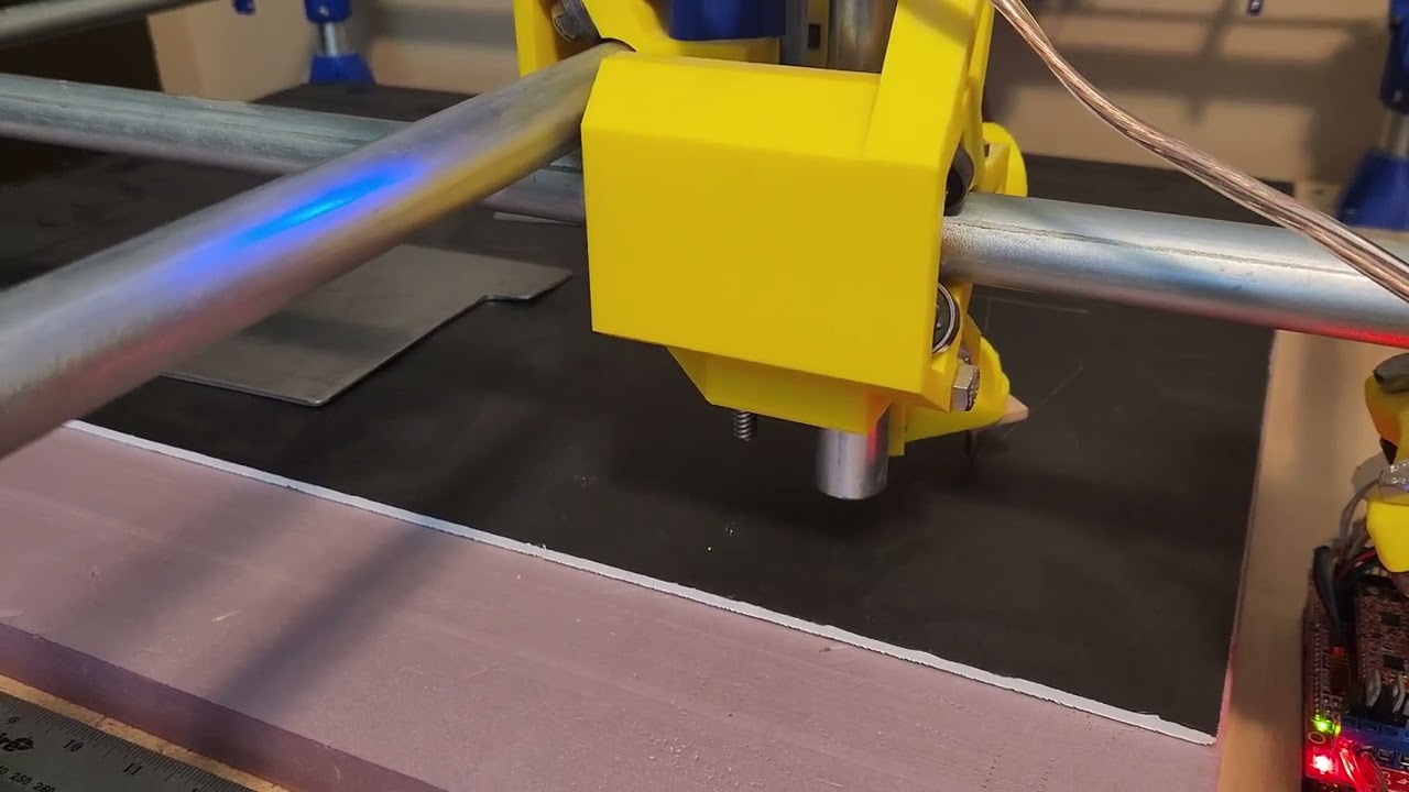 Very first cuts on the MPCNC needle cutter (running Klipper)