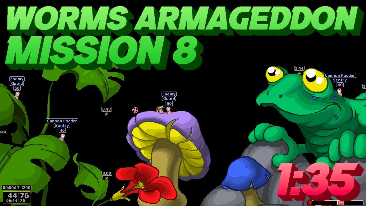 Worms Armageddon - Mission 8 Speedrun in 1:35 (WR)