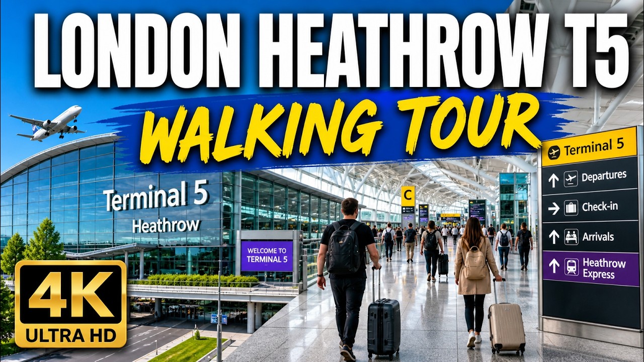 🇬🇧 London Heathrow Airport: Terminal 5 Departures 4K Walking Tour (2024)