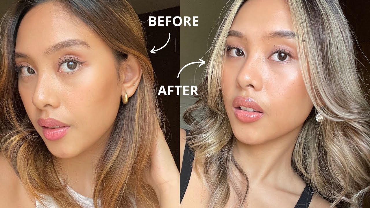 extreme hair transformation!! from brown to ash blonde balayage 👱🏽‍♀️