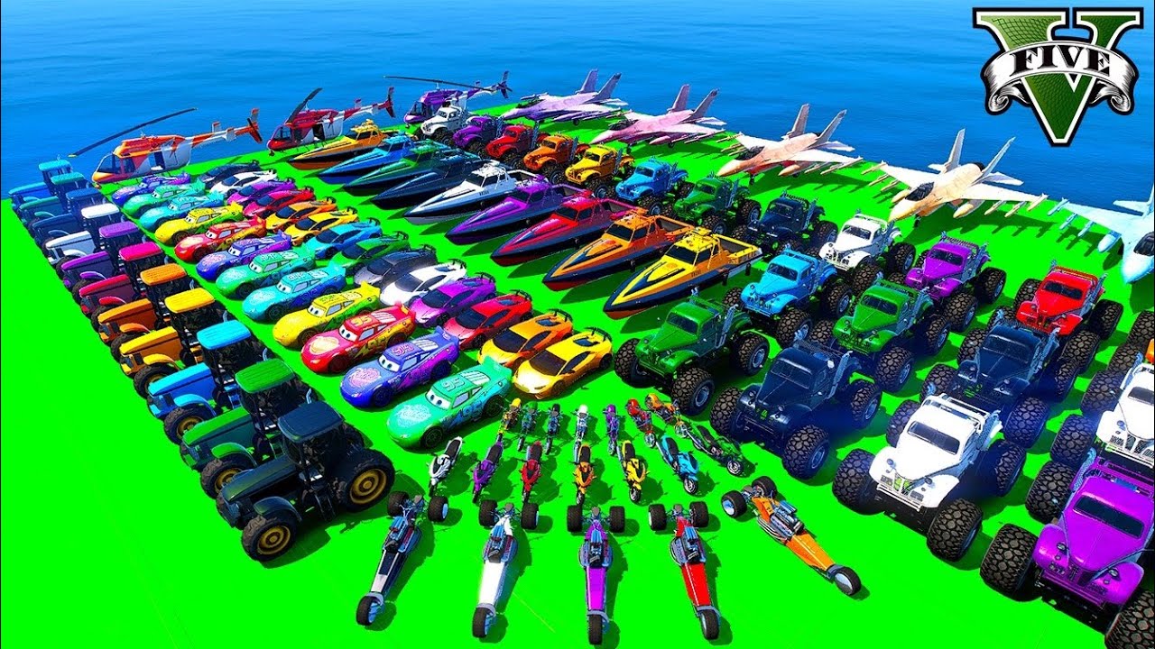 GTA V Plus Spider-Man Super Stunt Car Racing Challenge With Amazing SuperCars OffRoad and Sea Shark