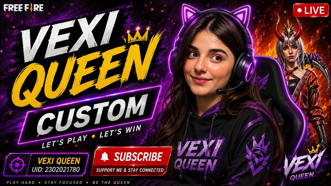 🎮 VEXI QUEEN LIVE CUSTOM | JOIN FAST ⚡#freefire #vexiqueen