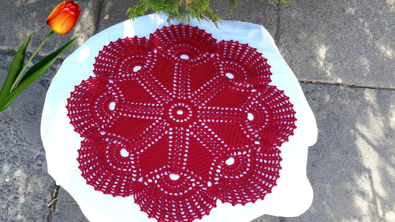 CENTRO DE MESA ROJO a CROCHET (GANCHILLO) tutorial paso a paso