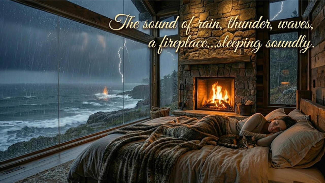 The sound of rain, thunder, waves, a fireplace for sleeping soundly.