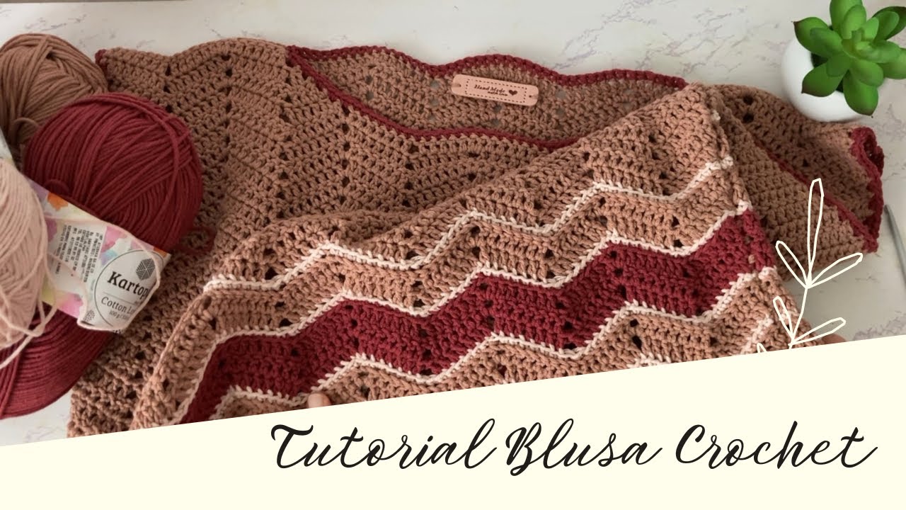 BLUSA COTTON 💖 LOVE Punto Zig Zag  #tutorial #crochet
