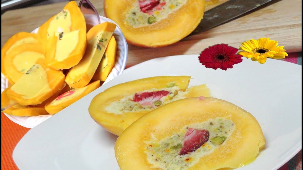 Kulfi Stuffed Mango Video Recipe by Bhavna - Indian Ice Cream Dessert