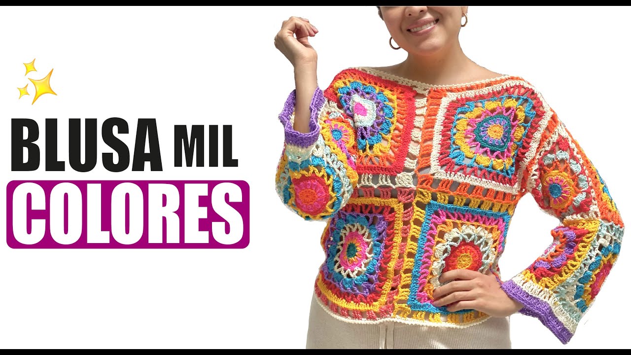 💙💚💛 CÓMO TEJER ESTA BLUSA MIL COLORES - FÁCIL Y RÁPIDO - YO TEJO CON LAURA CEPEDA 💙💚💛