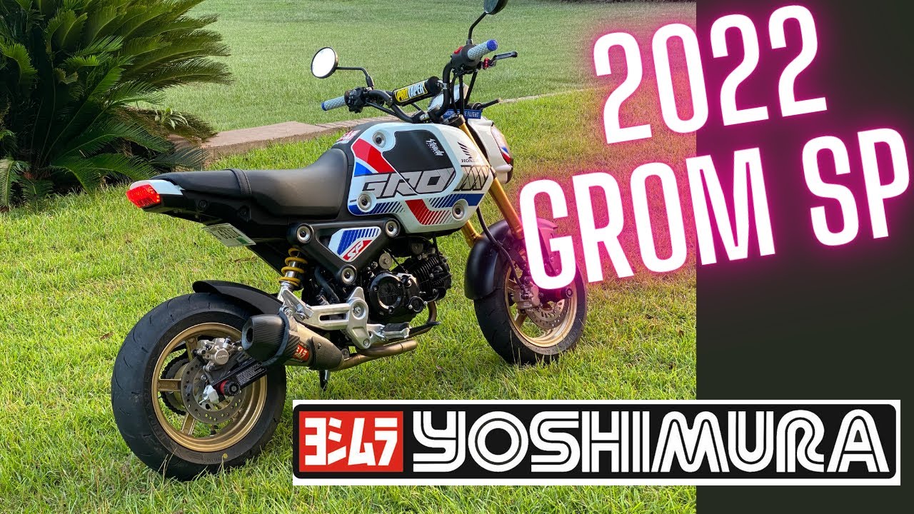 2022 Honda Grom SP Yoshimura RS-9T (with baffle) vs. Stock Exhaust
