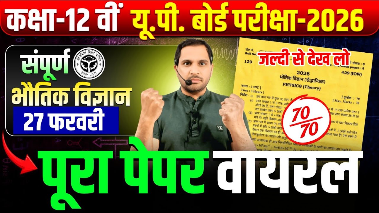 Class 12 Physics Important Topics | Class 12 Physics Important Questions 2026 | UP Board