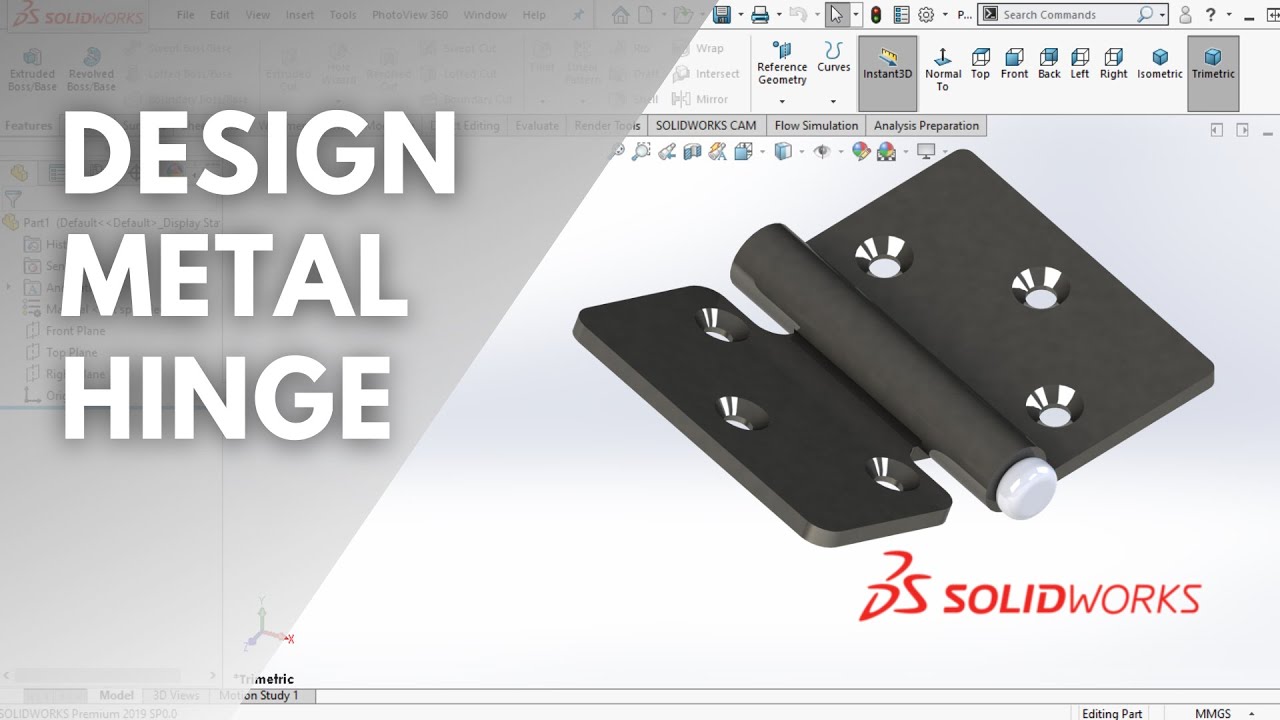 SOLIDWORKS - BASIC HOW TO DESIGN METAL HINGE IN SOLIDWORKS