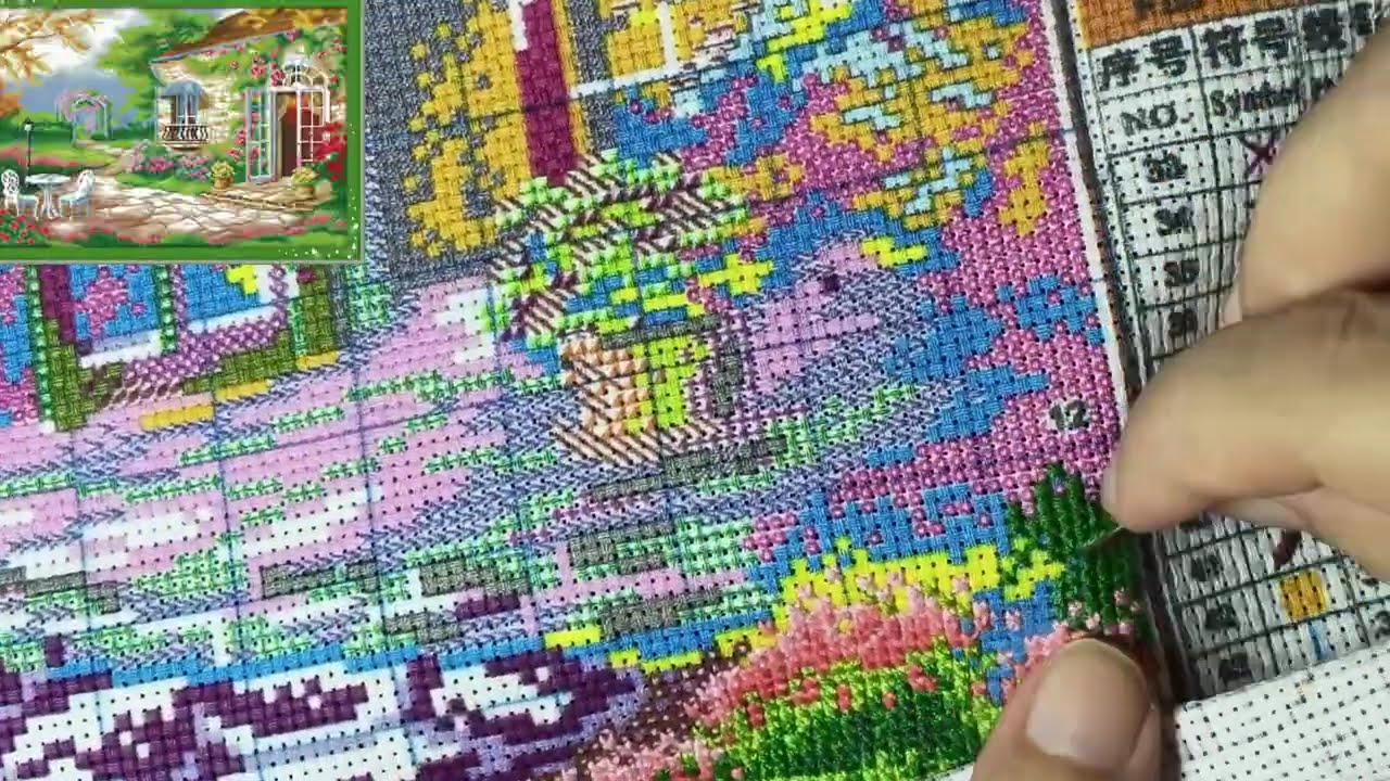 NEW!! ROMANTIC BACKYARD GARDEN | CROSS STITCH TIMELAPSE | JOYSUNDAY @FaridaFavo