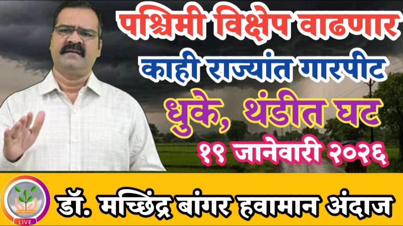 पश्चिमी विक्षेप वाढतील | धुके, थंडी घटणार | या राज्यांत गारपीट अपेक्षित 