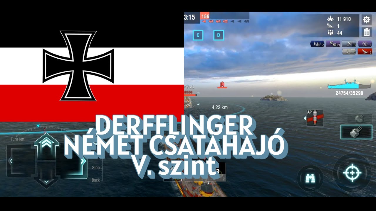 World of Warships BLITZ - DERFFLINGER csatahajó visszajátszás /warship replay