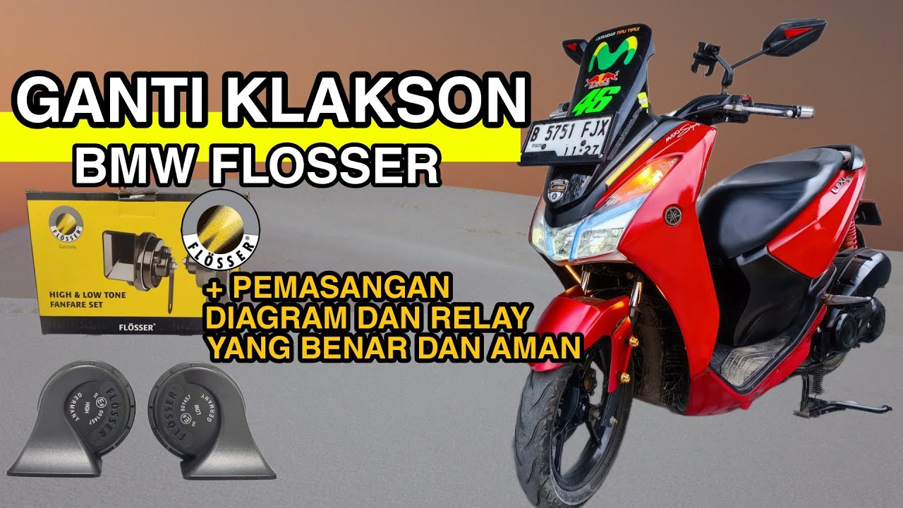 PEMASANGAN KLAKSON BMW FLOSSER GERMANY + RELAY BOSH DI YAMAHA LEXI | SUARA MENGGELEGAR KHAS EROPA