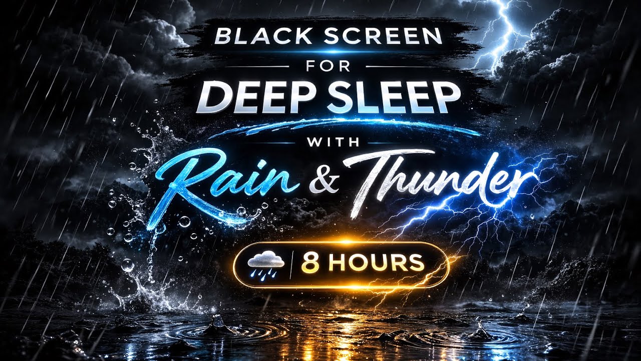 Black Screen Rain Sounds for Deep Sleep 🌧⚡ 8 Hours Thunderstorm Ambience