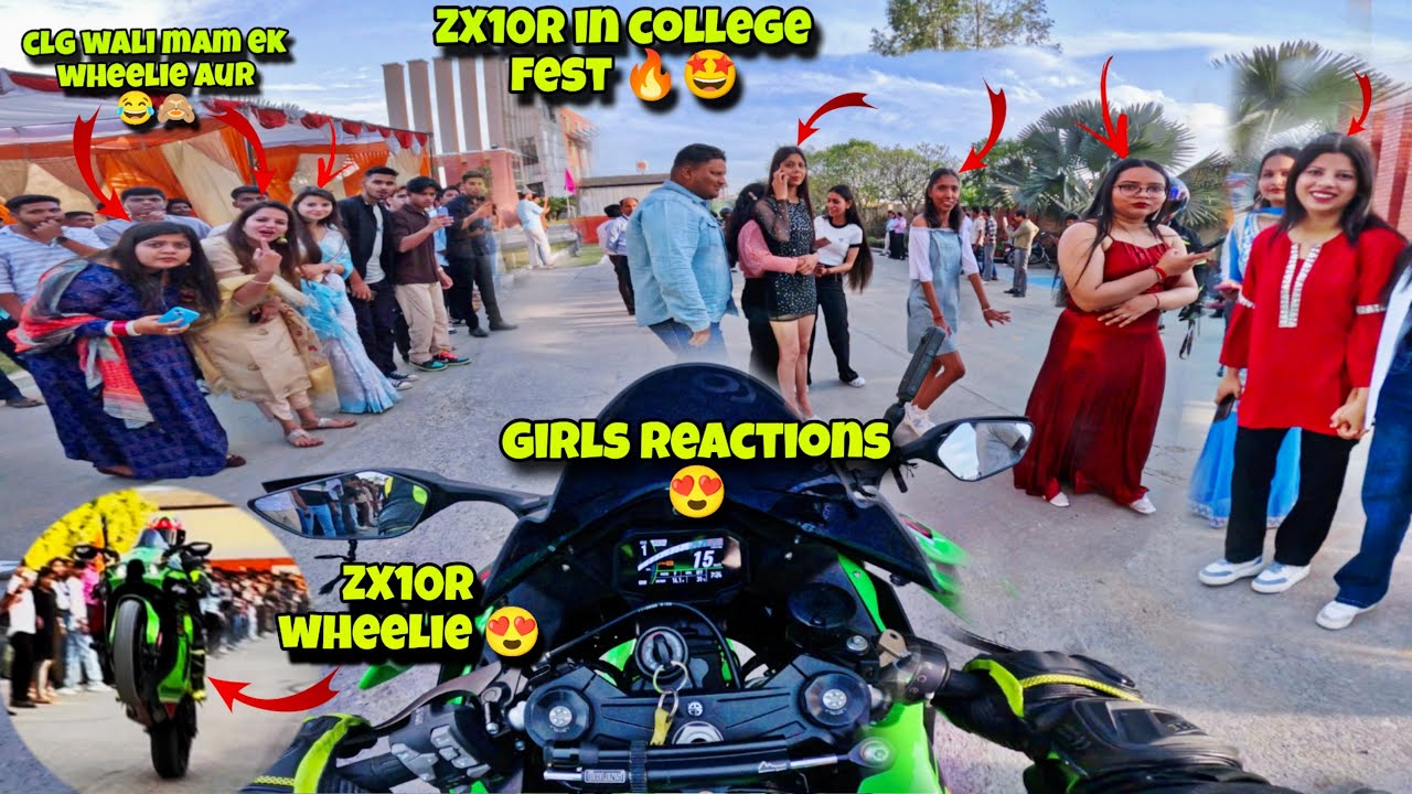 Superbikes In College Fest || Loudest ZX10R In College || Cute College Girls Reactions On ZX10R 😍
