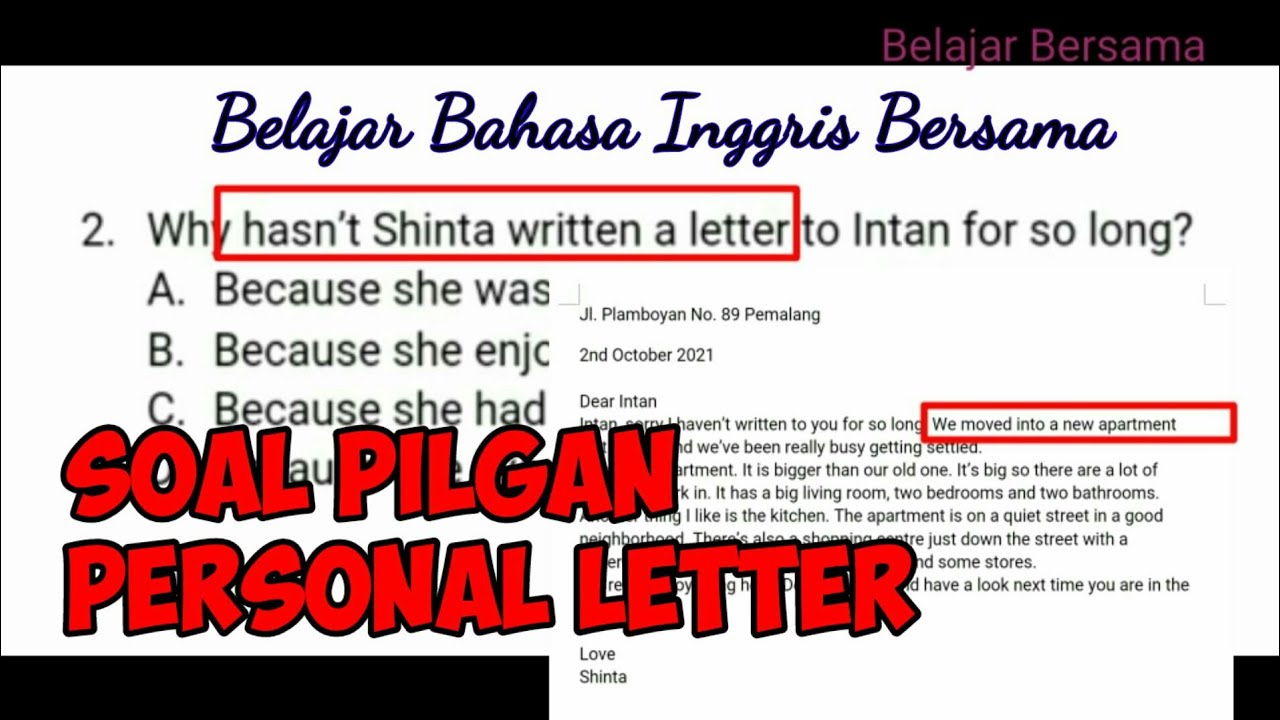 Latihan Soal Pilgan Personal Letter