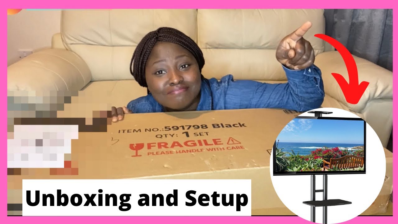 This just made life EASIER for me | Unboxing & Setup of the Yaheetech Mobile TV Stand | datnaijagirl