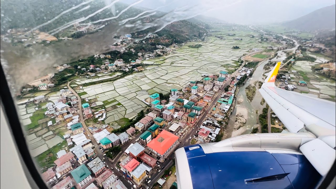 Landing at World’s most challenging airport  - Paro, Bhutan | A320 NEO | Window Seat Flight | 4K