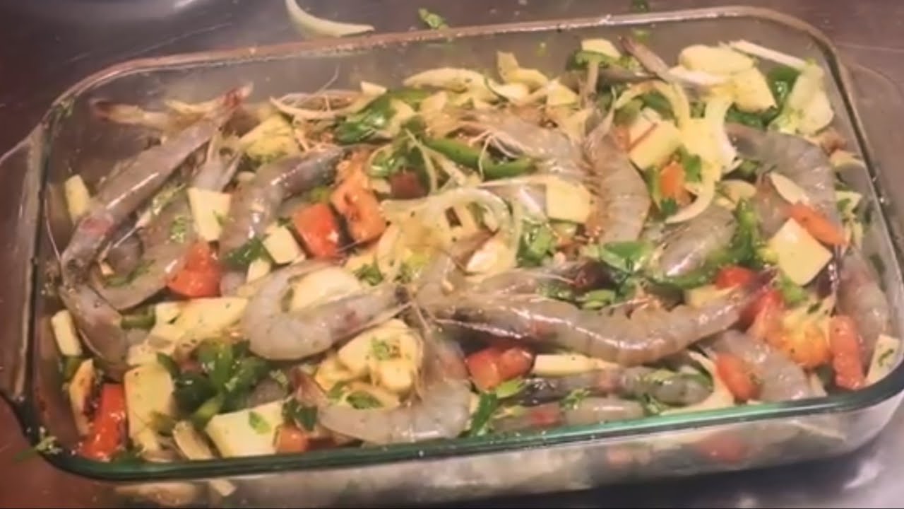 احلي صينية جمبري بالبطاطس والخضار/ cooking shrimp with vegetables & potato/للشيف ايمن حسن
