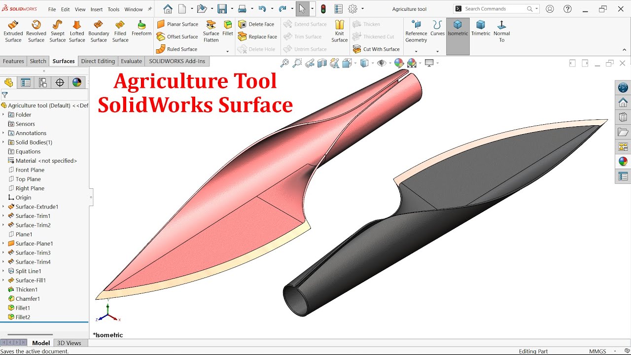 Инструмент для моделирования поверхностей SolidWorks для сельского хозяйства