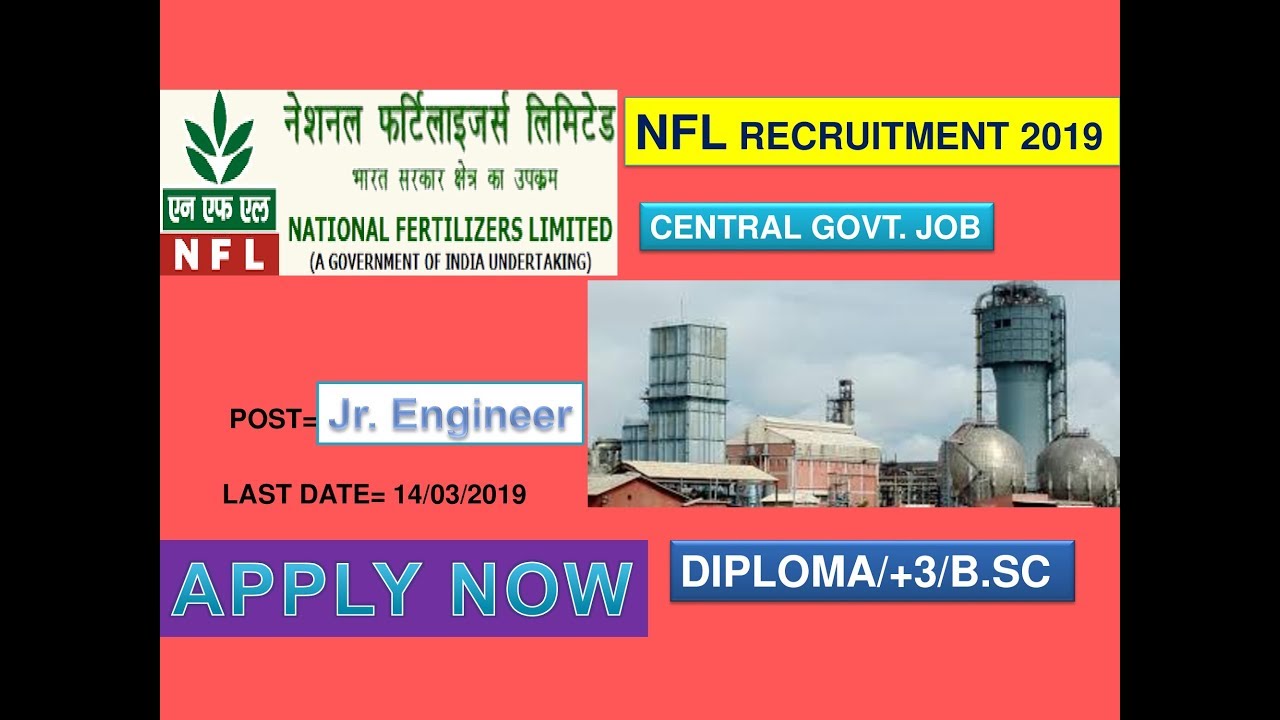 NFL RECRUITMENT FOR THE POST OF JUNIOR ENGINEER ..ALL INDIA JOB APPLY NOW